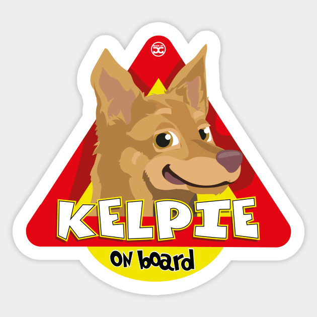 Australian Kelpie On Board - Cream Sticker by DoggyGraphics